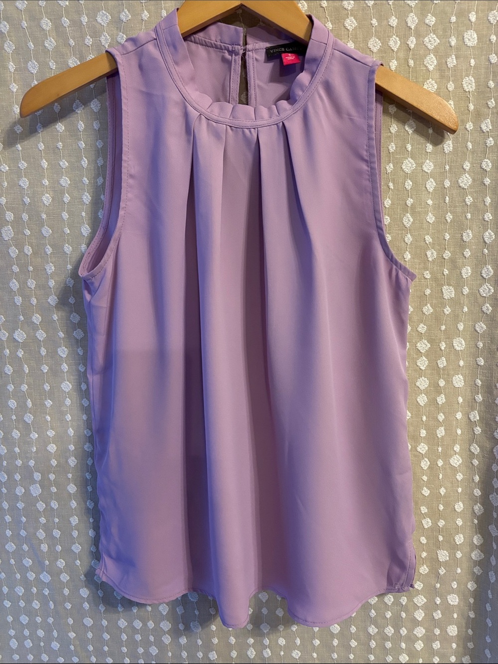 Vince Camuto Lavender Pleated Neck Sleeveless Camisole
